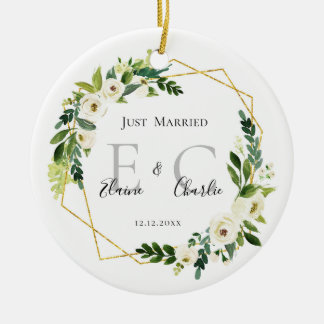 Gepersonaliseerd Alleen getrouwd Names Mr & Mrs. Keramisch Ornament