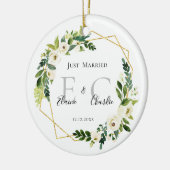 Gepersonaliseerd Alleen getrouwd Names Mr & Mrs. Keramisch Ornament (Links)