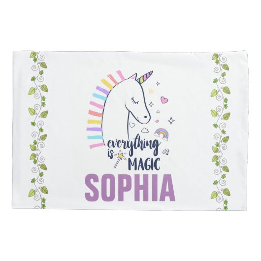 Gepersonaliseerd alles is Magic Unicorn Bedding Kussensloop (Achterkant)