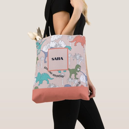 Gepersonaliseerd Allover-gedrukt Dinosaur-Tas Tote Bag (Dichtbij)