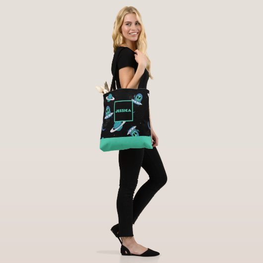 Gepersonaliseerd allover met UFO ALIEN-Tas Tote Bag (Op model)