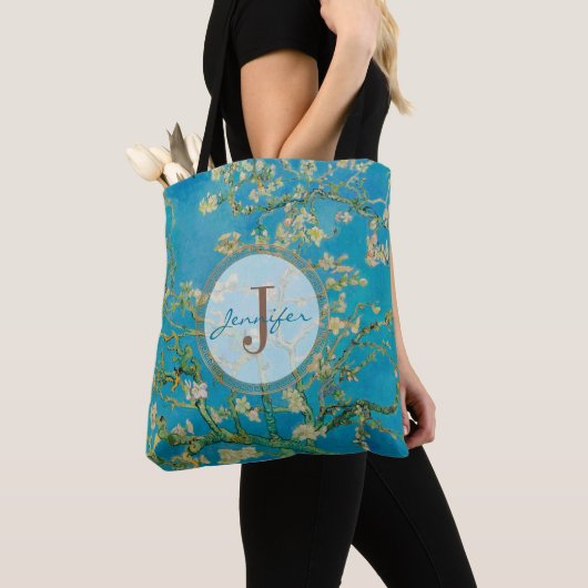 Gepersonaliseerd Almond Blossom Tree Van Gogh Mono Tote Bag (Dichtbij)