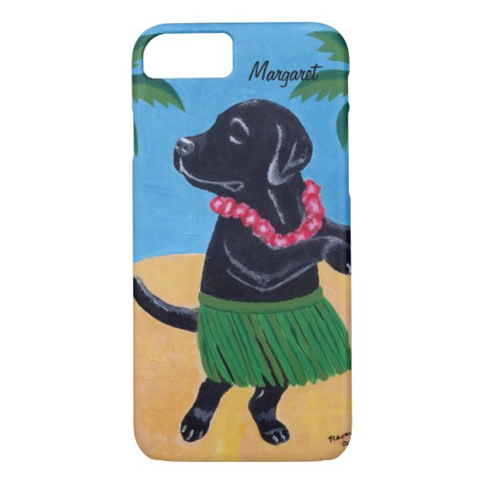 Gepersonaliseerd Aloha Black Labrador iPhone7 Hoes (Achterkant)