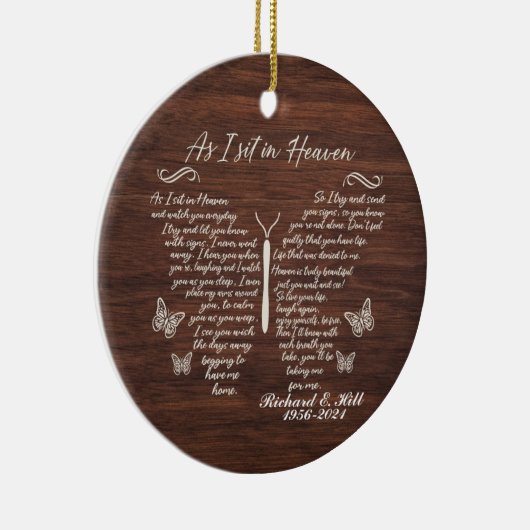 Gepersonaliseerd als ik zit in de hemel kerstversi keramisch ornament (Rechts)