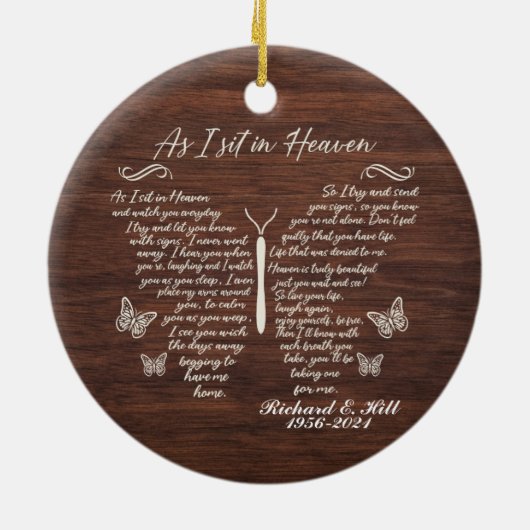 Gepersonaliseerd als ik zit in de hemel kerstversi keramisch ornament (Achterkant)