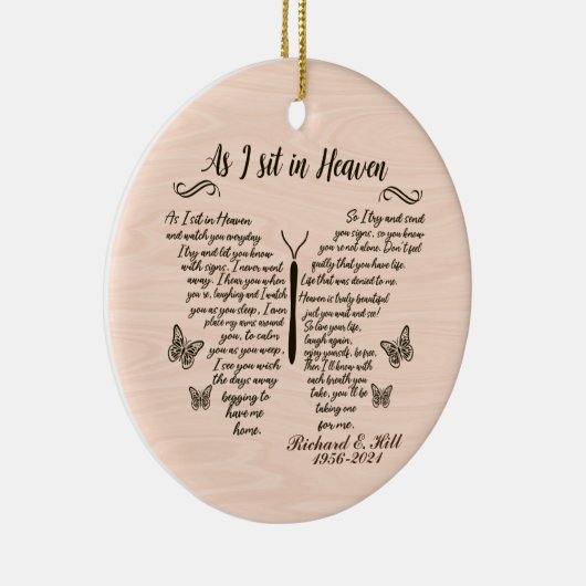 Gepersonaliseerd als ik zit in de hemel kerstversi keramisch ornament (Rechts)