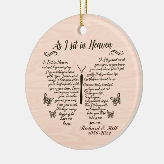 Gepersonaliseerd als ik zit in de hemel kerstversi keramisch ornament (Links)