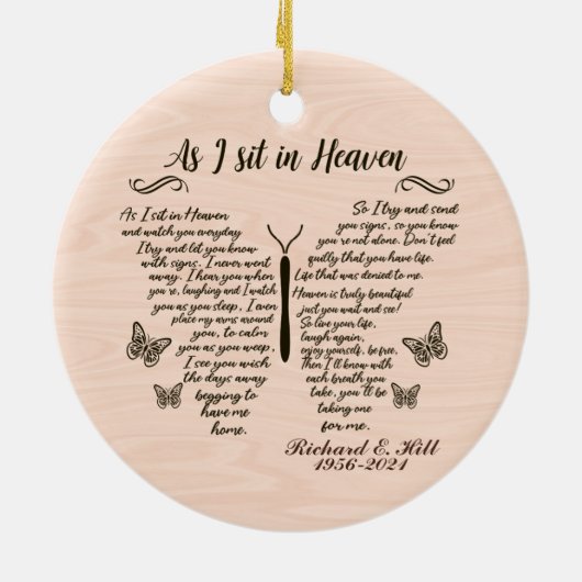 Gepersonaliseerd als ik zit in de hemel kerstversi keramisch ornament (Achterkant)