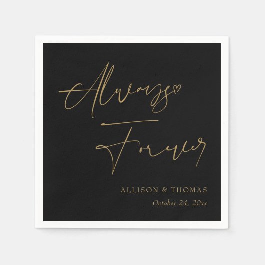 Gepersonaliseerd altijd en voor altijd in gouden b servet (Voorkant)