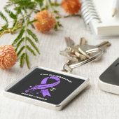 Gepersonaliseerd Alzheimer Awareness Ribbon Sleutelhanger (Zijkant)