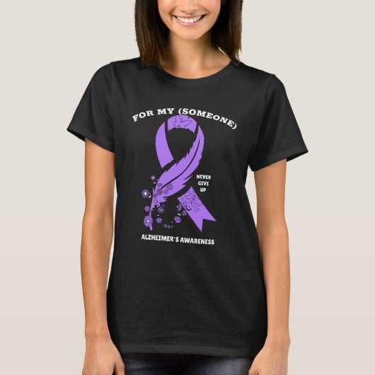 Gepersonaliseerd Alzheimer Awareness Ribbon T-shirt (Voorkant)