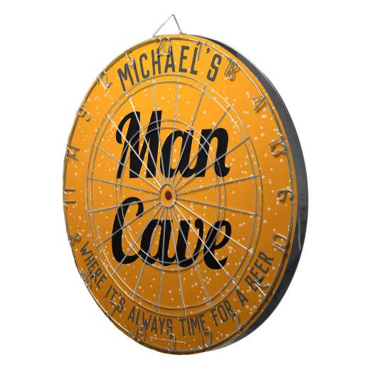 Gepersonaliseerd amberbier Man grot grote klok Dartbord (Voorkant Rechts)