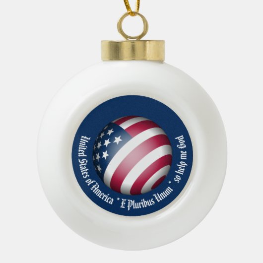 Gepersonaliseerd Amerikaans Wereldbol, Amerikaans  Keramische Bal Ornament (Voorkant)