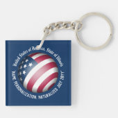 Gepersonaliseerd Amerikaanse vlag, blauw en wit Sleutelhanger (Achterkant)