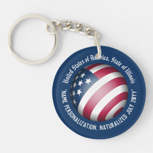 Gepersonaliseerd Amerikaanse vlag, blauw en wit Sleutelhanger