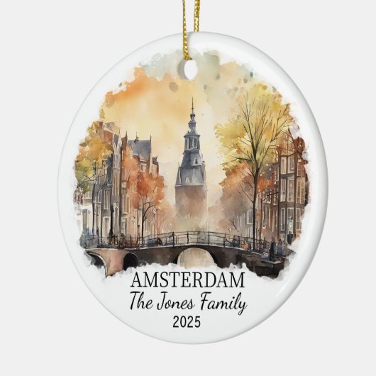 Gepersonaliseerd Amsterdams Ornament, Nederland Gi Keramisch Ornament (Links)