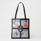 Gepersonaliseerd Anchor Photo Collage Black Tote Bag (Voorkant)