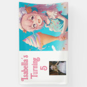 Gepersonaliseerd  Anime Ice Cream Verjaardagsfeest Spandoek (Verticaal)