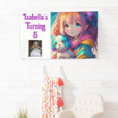 Gepersonaliseerd  Anime Meisje met Puppy Spandoek (Insitu)