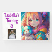 Gepersonaliseerd  Anime Meisje met Puppy Spandoek (Horizontaal)