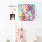 Gepersonaliseerd  Anime Meisje Roze en Blauw Spandoek (Insitu)