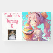 Gepersonaliseerd  Anime Meisje Roze en Blauw Spandoek (Horizontaal)