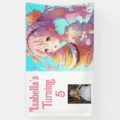 Gepersonaliseerd  Anime Meisje Roze en Blauw Spandoek (Verticaal)