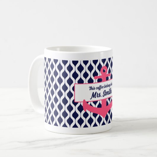 Gepersonaliseerd anker Deze koffie is van Teacher Koffiemok (Voorkant links)