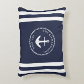 Gepersonaliseerd anker en strepen Navy Blue Accent Kussen (Voorkant(Verticaal))