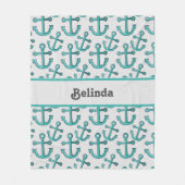Gepersonaliseerd anker nautisch fleece deken (Voorkant)