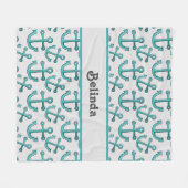 Gepersonaliseerd anker nautisch fleece deken (Voorkant (Horizontaal))