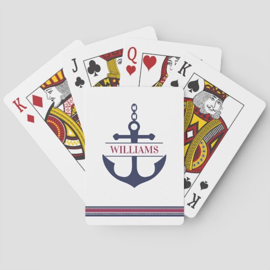 Gepersonaliseerd anker nautisch pokerkaarten (Achterkant)