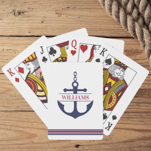 Gepersonaliseerd anker nautisch pokerkaarten