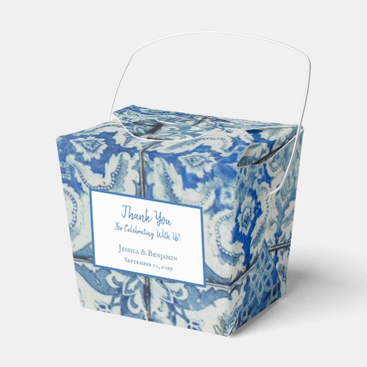 Gepersonaliseerd Antiek Portugees Tile Patroon Bedankdoosjes (Voorkant Zijde)