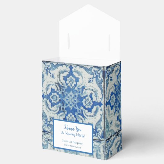 Gepersonaliseerd Antiek  Portugees Tile Patroon Bedankdoosjes (Geopend)