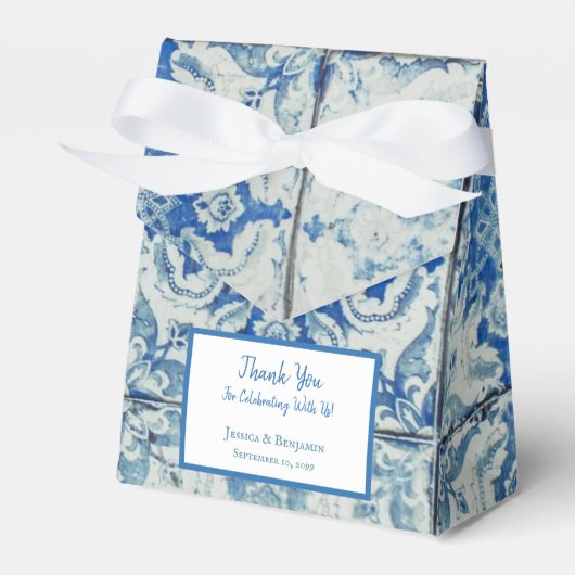 Gepersonaliseerd Antiek  Portugees Tile Patroon Bedankdoosjes (Voorkant Zijde)