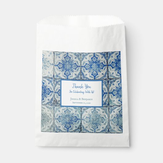 Gepersonaliseerd Antiek  Portugees Tile Patroon Bedankzakje (Voorkant)