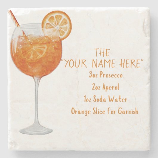Gepersonaliseerd Aperol Spritz Recept Onderzetter (Voorkant)