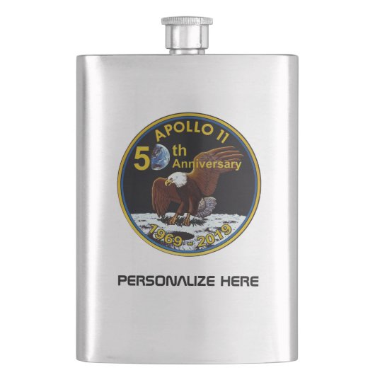 Gepersonaliseerd Apollo 11 50th Jubileum Heupfles (Voorkant)
