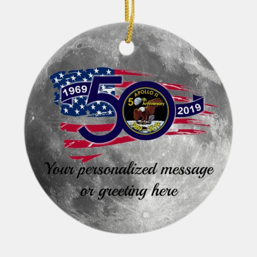 Gepersonaliseerd Apollo 11 50th Jubileum Keramisch Ornament (Voorkant)