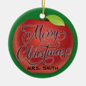 Gepersonaliseerd Apple-kerstleraar-cadeau-Ornament Keramisch Ornament (Voorkant)