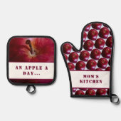 Gepersonaliseerd Apple-patroon Ovenwant & Pannenlap Set (Voorkant)