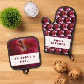 Gepersonaliseerd Apple-patroon Ovenwant & Pannenlap Set (Top down)