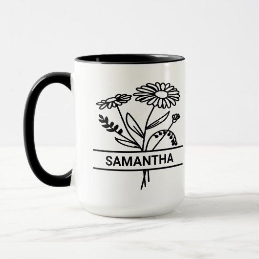 Gepersonaliseerd April Geboorte Maand Bloem Moeder Mok (Links)