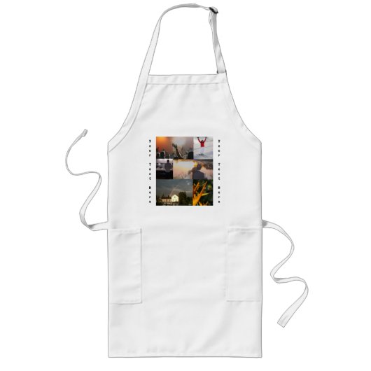 Gepersonaliseerd Apron met fotocollage en tekst Lang Schort (Voorkant)