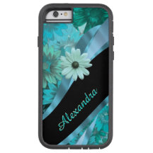 Gepersonaliseerd aqua blauw bloemenpatroon