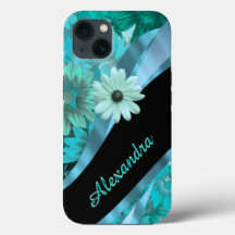 Gepersonaliseerd aqua blauw bloemenpatroon
