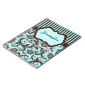 Gepersonaliseerd Aqua Brown White Striped Notitieb Notitieboek (Linkerzijde)