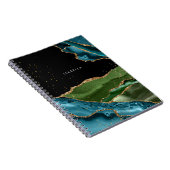 Gepersonaliseerd Aqua/Groen Agate met Gold Glitter Notitieboek (Rechterzijde)