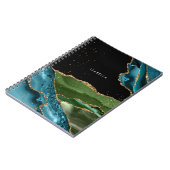 Gepersonaliseerd Aqua/Groen Agate met Gold Glitter Notitieboek (Linkerzijde)